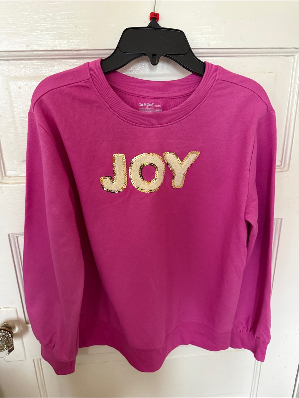 Cat & Jack Fuchsia Sweatshirt with Gold Sequin 'JOY'